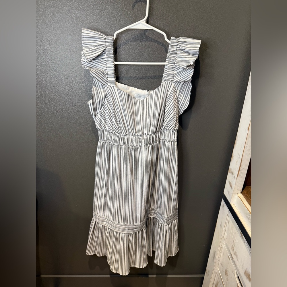 London Times Black and White Striped Maxi Dress